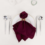 5 Pack Burgundy Premium Scuba Cloth Napkins Wrinkle-Free Reusable Dinner Napkins - 20x20inch