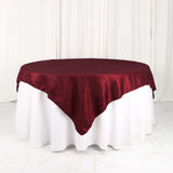 72x72Inch Burgundy Accordion Crinkle Taffeta Table Overlay, Square Tablecloth Topper