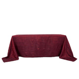 90x132Inch Burgundy Accordion Crinkle Taffeta Rectangular Tablecloth