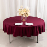 90" Burgundy Premium Scuba Wrinkle Free Round Tablecloth, Scuba Polyester Tablecloth