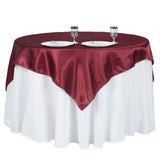 60inch x 60inch Burgundy Seamless Satin Square Tablecloth Overlay