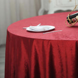 120inch Burgundy Seamless Premium Velvet Round Tablecloth, Reusable Linen