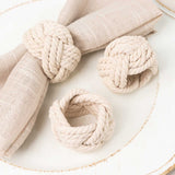 4 Pack | Rustic Burlap Napkin Rings, Handmade Braided Jute Napkin Holders - Cream