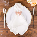 4 Pack | Blush Rose Gold Metal Butterfly Napkin Rings, Decorative Laser Cut Cloth Napkin Holders