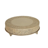 22inch Round Gold Embossed Cake Stand Riser, Matte Metal Cake Pedestal#whtbkgd