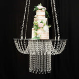 25inch Acrylic Crystal Chandelier Wedding Cake Stand, Hanging Style Drape Cake Swing