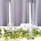 2 Pack | 14inch Tall Clear Crystal Glass Hurricane Taper Candle Holders