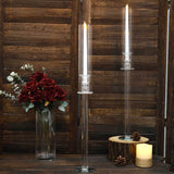 2 Pack | 26inch Tall Clear Crystal Glass Hurricane Taper Candle Holders