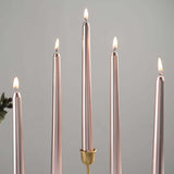 12 Pack | Metallic Rose Gold 10inches Premium Wax Taper Candles, Unscented Candles