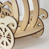 12inch Natural Wooden Carriage Cupcake Holder with Round Display Plate, Laser Cut Wedding Cake Stand