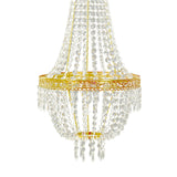 2ft Empire Style Beaded Crystal Chandelier with Gold Ornate Metal Frame, Adjustable Hanging