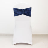 5 Pack Premium Crushed Velvet Chair Sashes Navy Blue Wide Ruffle Style