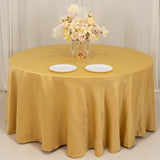 120 Champagne Seamless Lamour Satin Round Tablecloth for 5 Foot Table With Floor-Length