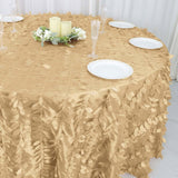 132inch Champagne Leaf Petal Taffeta Round Tablecloth