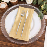 5 Pack Champagne Striped Satin Linen Napkins, Wrinkle-Free Reusable Wedding Napkins