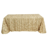 90x156inch Champagne 3D Leaf Petal Taffeta Fabric Rectangle Tablecloth