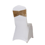 5 Pack Premium Crushed Velvet Chair Sashes Champagne Wide Ruffle Style