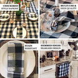 5 Pack | Navy Blue/White Buffalo Plaid Cloth Dinner Napkins, Gingham Style | 15x15Inch