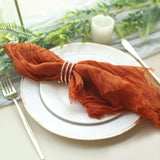 5 Pack Terracotta (Rust) Gauze Cheesecloth Boho Dinner Napkins