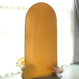 7ft Matte Gold Spandex Fitted Chiara Backdrop Stand Cover For Round Top Wedding Arch