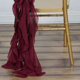 Burgundy Chiffon Curly Chair Sash