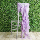 1 Set Lavender Lilac Chiffon Hoods With Ruffles Willow Chiffon Chair Sashes