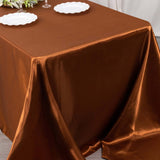 90x132inch Cinnamon Brown Satin Seamless Rectangular Tablecloth