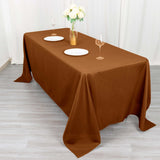 72"x120" Cinnamon Brown Polyester Rectangle Tablecloth, Reusable Linen Tablecloth