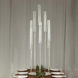 10 Arm Clear Acrylic Cluster Round Pillar Candle Stick Stand, 47inch Candelabra