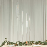 9 Arm Clear Acrylic Cluster Pillar Candle Stick Stand, 4ft Tall Taper Candle Holder Candelabra