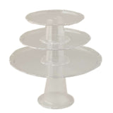 Set of 3 | Clear Plastic Round Pedestal Cake Stands, Stackable Cupcake Dessert Display Holders