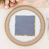 50 Pack Soft Dusty Blue 2 Ply Disposable Cocktail Napkins with Gold Foil Edge, Disposable Paper