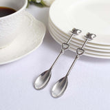 2 Pack | 4inch Silver Metal Couple Coffee Spoon Set Party Favors, Pre-Packed Wedding Souvenir Gift