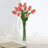 10 Stems | 13inch Coral Real Touch Artificial Foam Tulip Flower Bouquets