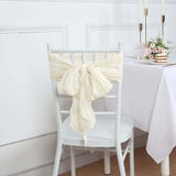 5 Pack | Cream Gauze Cheesecloth Boho Chair Sashes - 16inch x 88inch