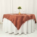 72inch x 72inch Terracotta (Rust) Accordion Crinkle Taffeta Table Overlay