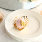 50 Pack Mini Metallic Gold Crown Cupcake Tray Wrappers, 4inch Truffle Cup Dessert Liners