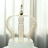 16inch Metallic Gold Crystal-Bead Royal Crown Cake Topper, Centerpiece