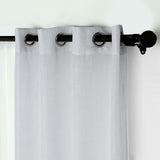  Silver Faux Linen Curtains, Semi Sheer Curtain Panels with Chrome Grommet