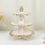 2-Pack 3-Tier Cupcake Display Stands with Vintage Floral Pattern, White Gold Round Cardboard Dessert