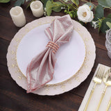 5 Pack Rose Gold Shimmer Sequin Dots Polyester Table Napkins, Reusable Sparkle Glitter Cloth Dinner 