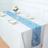 108inch Sparkly Metallic Royal Blue Foil Thin Mesh Polyester Table Runner - 25GSM