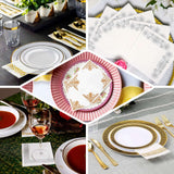 Silver Foil White Airlaid Soft Linen-Feel Paper Dinner Napkins, Disposable Hand Towels - Scroll