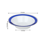 10 Pack | White Round 12oz Disposable Plastic Soup Bowl With Royal Blue and Silver Rim