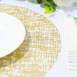 10 Pack Metallic Gold Glitter Mesh Round Table Mats, 13inch Polyester Dining Placemats