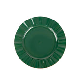 9inch Hunter Emerald Green Heavy Duty Disposable Dinner Plates Gold Ruffled Rim, Plastic Dinnerware