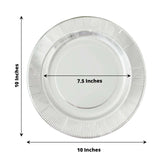 25 Pack | Metallic Silver Sunray 10inch Serving Dinner Paper Plates, Disposable Party Plates