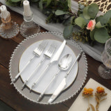 24 Pack | Silver European Style Plastic Silverware Set with Roman Column Handle, Disposable