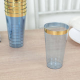 12 Pack Dusty Blue Plastic Cups Drinking Tumblers with Gold Rim, 17oz 