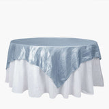 90x90 inches Accordion Crinkle Taffeta Table Overlay - Dusty Blue